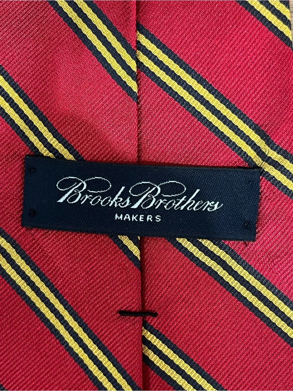 Brooks Brothers Red Diagonal Stripe Tie with Yellow and Black